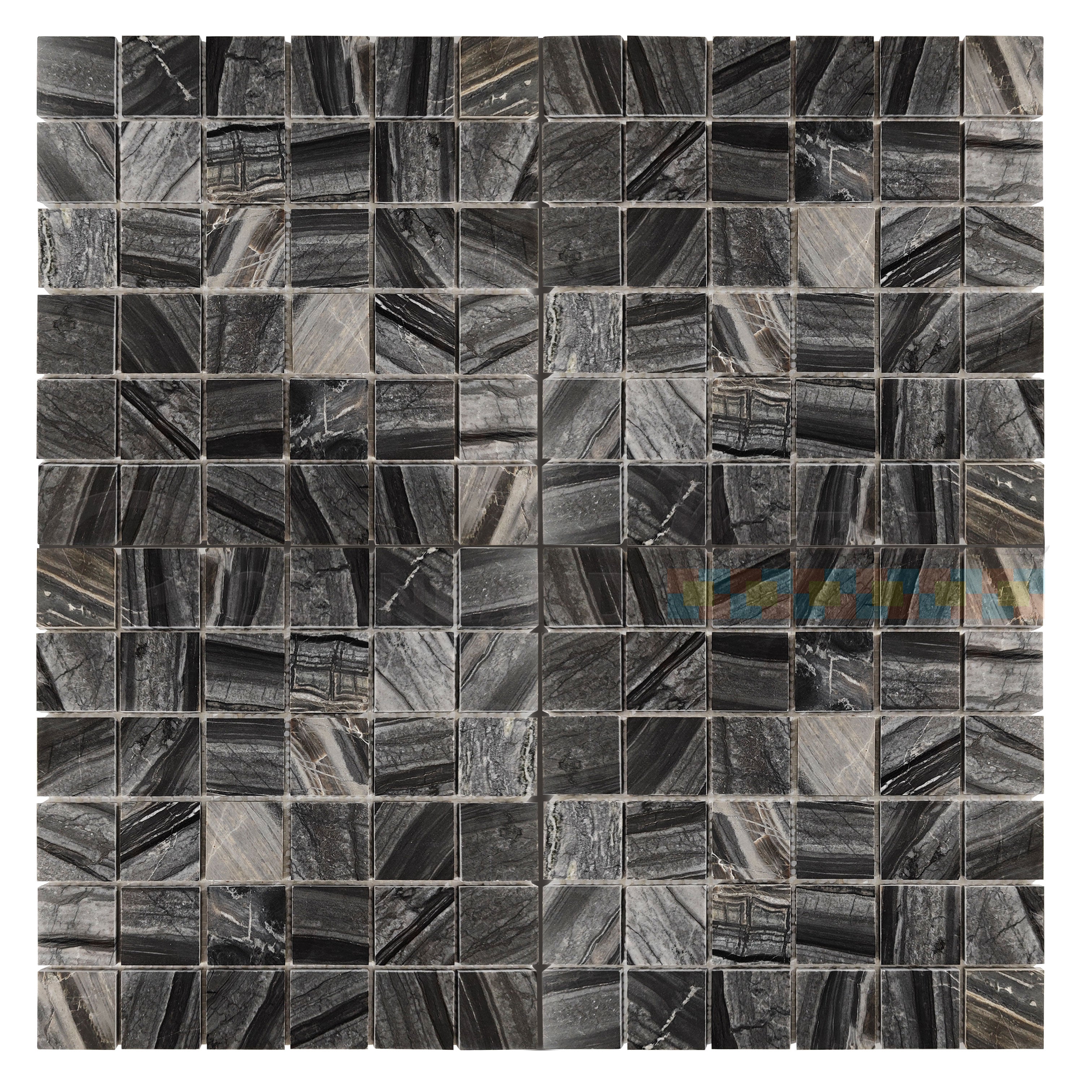 Oceanland Mosaic Marble Black Grey Tile