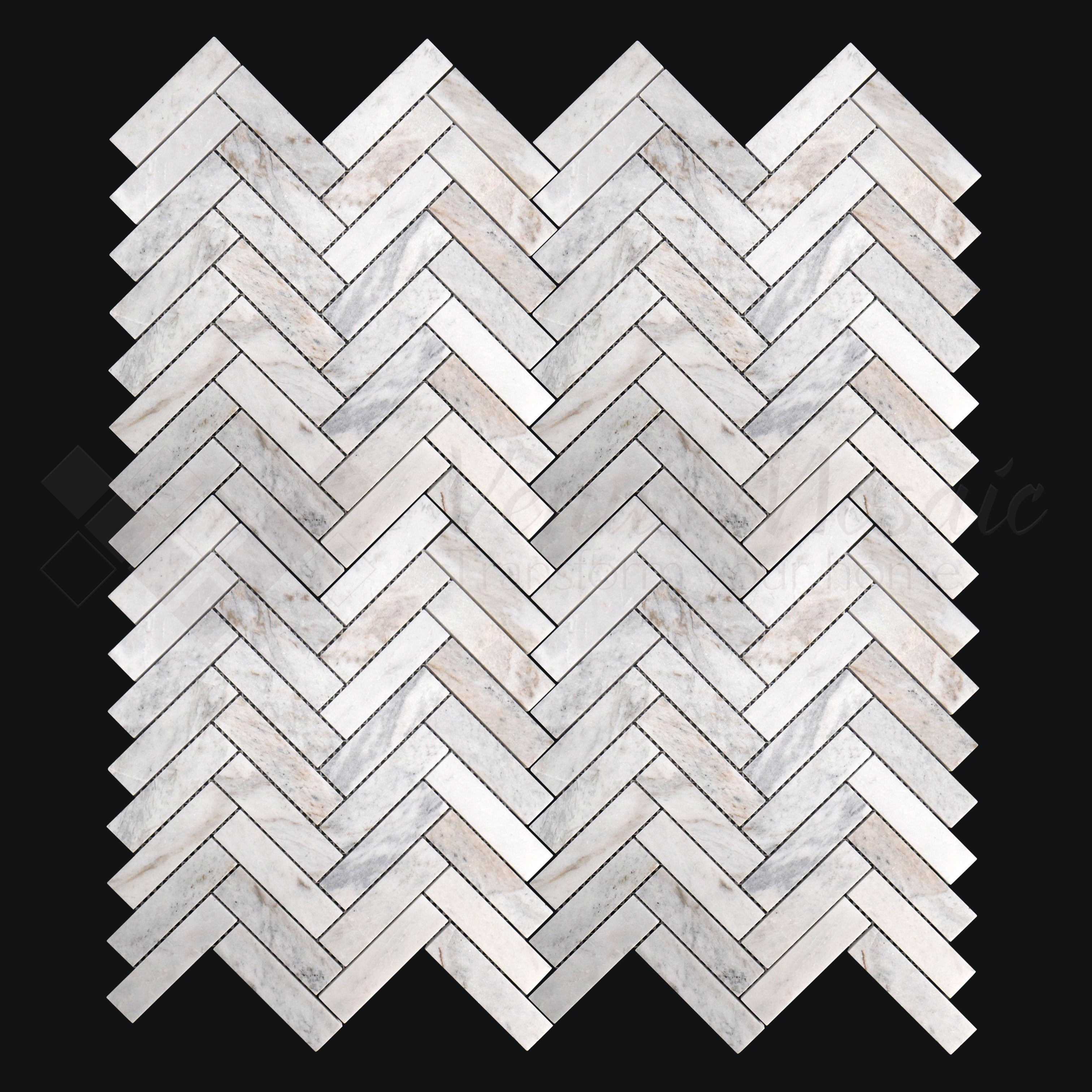 Venus Mosaic Marble Herringbone Blue Thassos