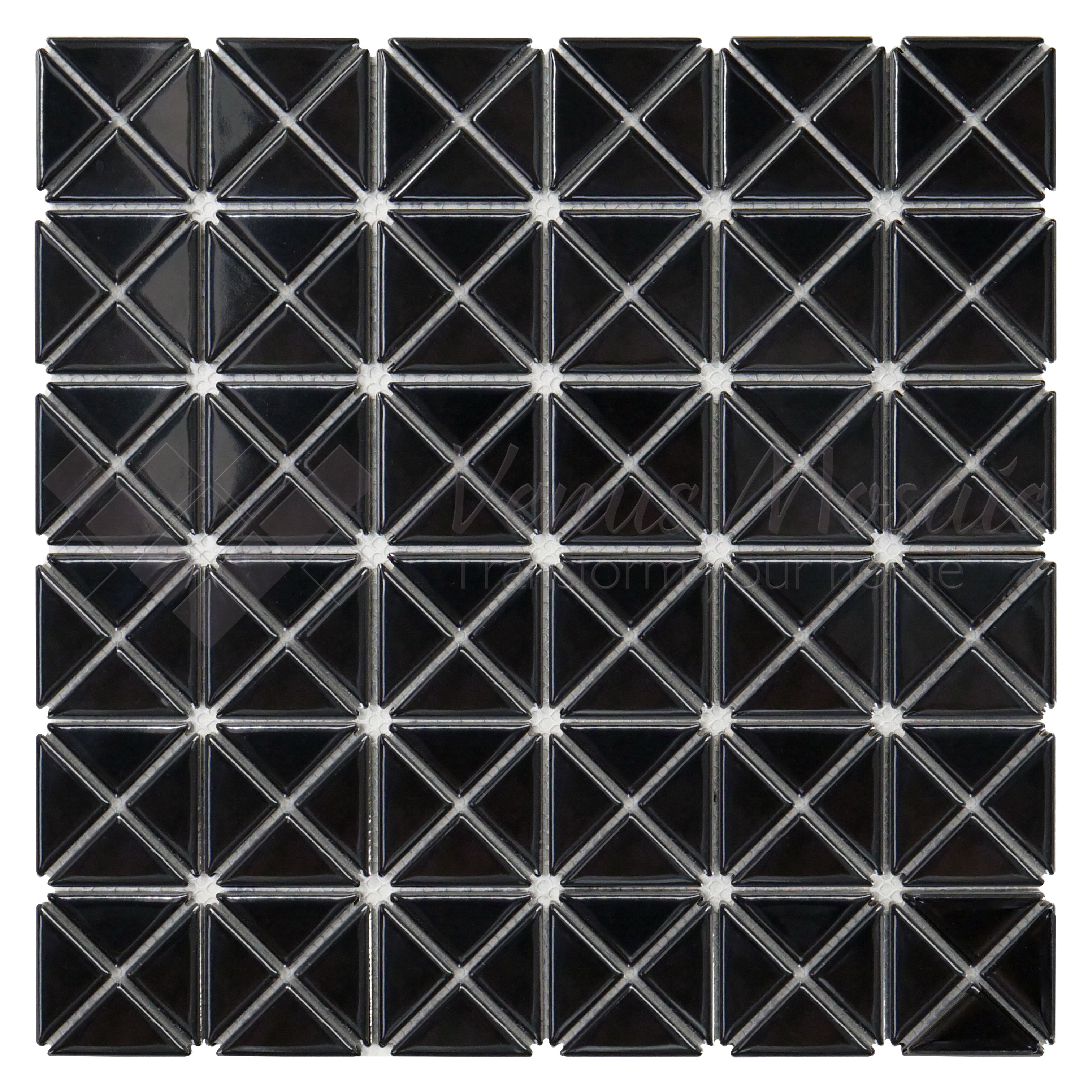 Venus Mosaic Porcelain Triangle Black Tile