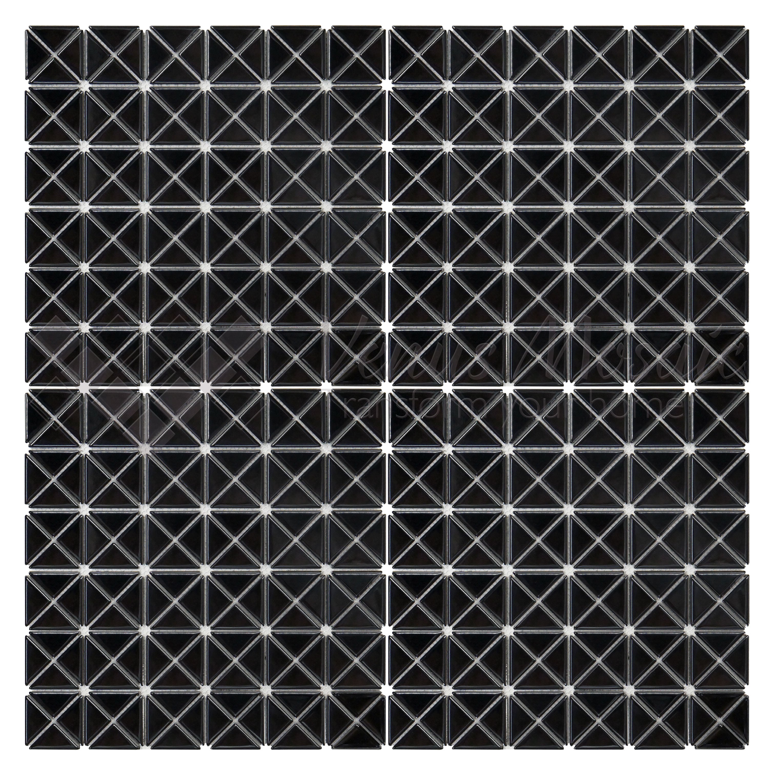 Venus Mosaic Porcelain Triangle Black Tile