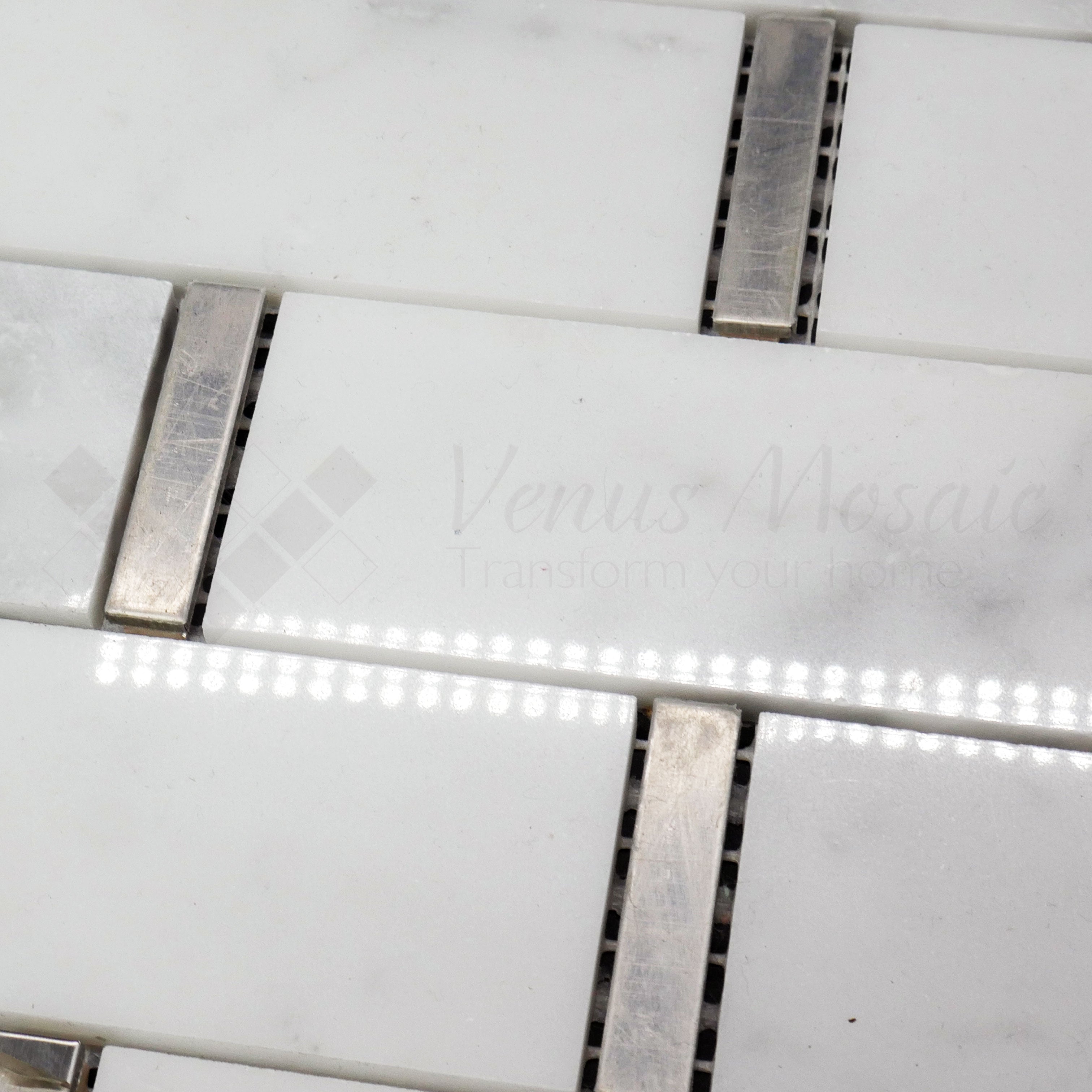 Venus Mosaic Marble Grand Brick with Stainless Steel