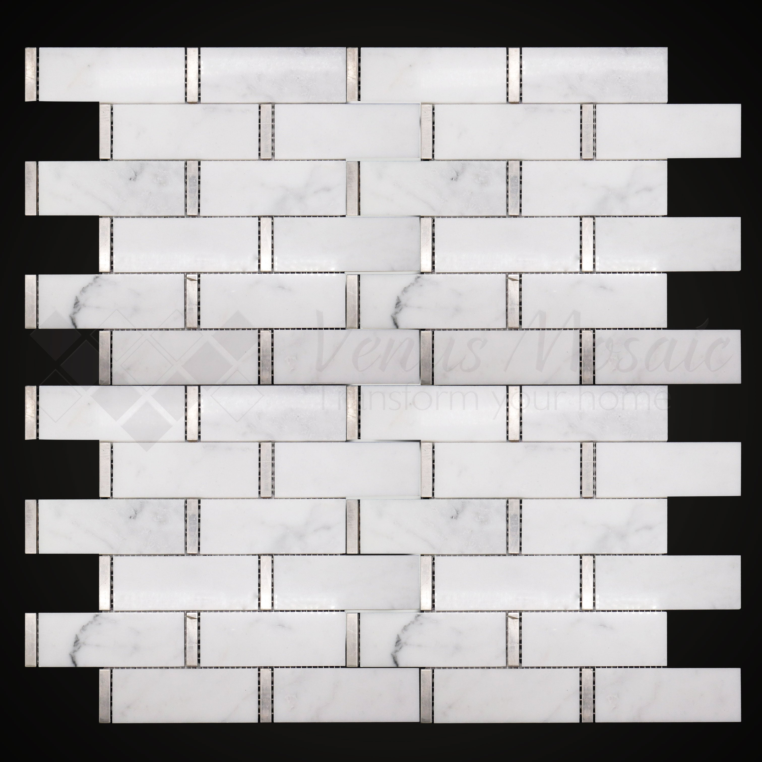 Venus Mosaic Marble Grand Brick with Stainless Steel