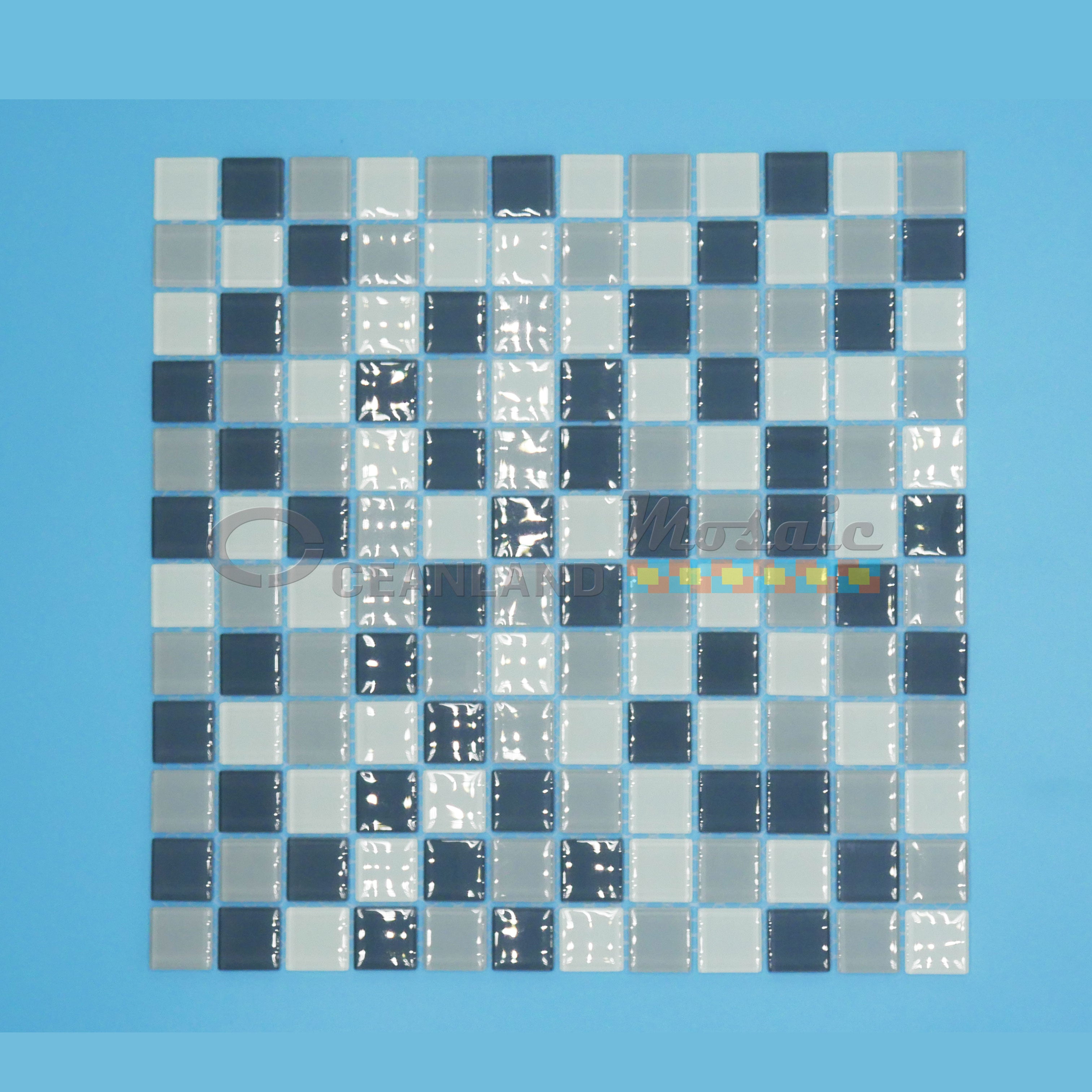 Oceanland Mosaic Checkered Glass Tile
