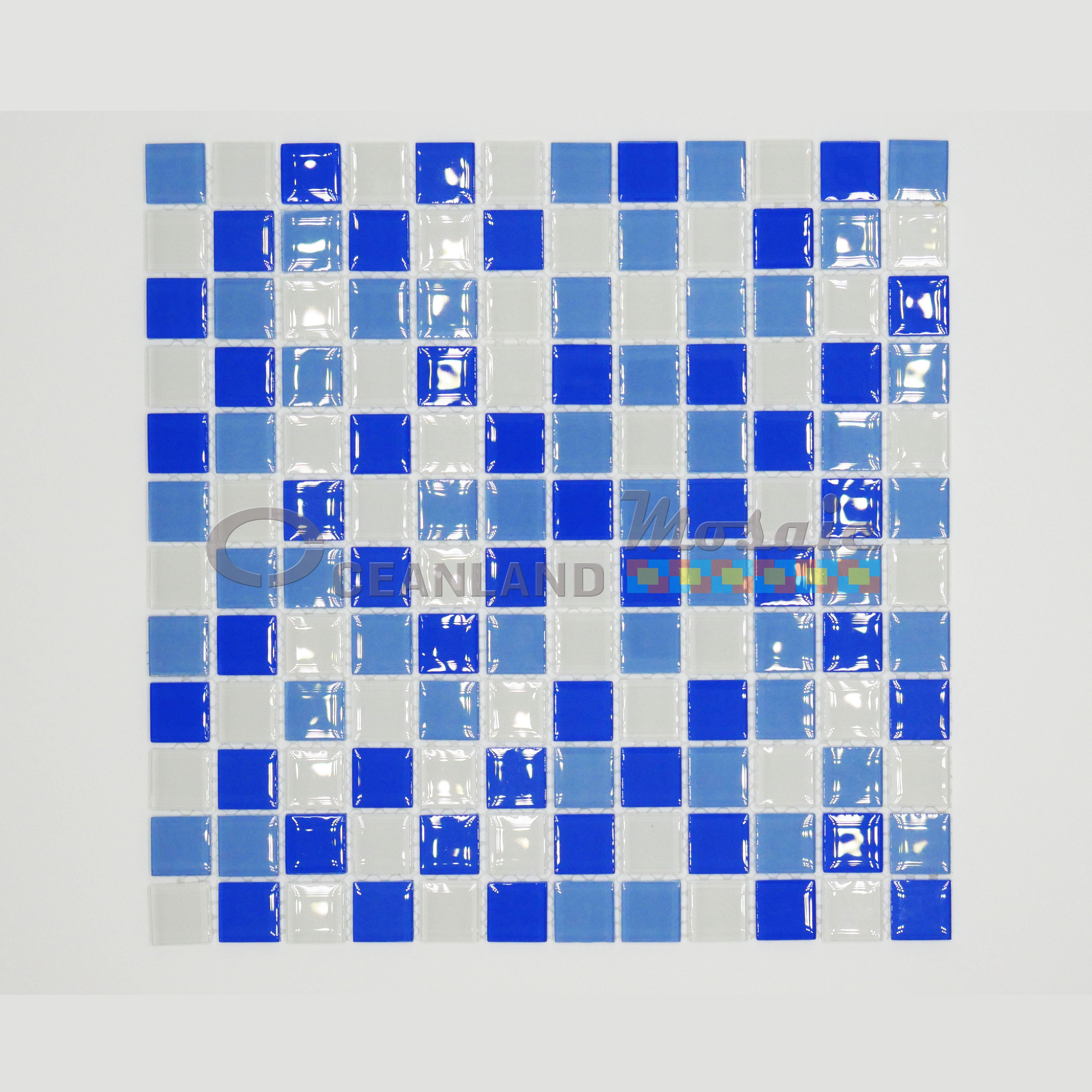 Oceanland Mosaic Checkered Glass Tile