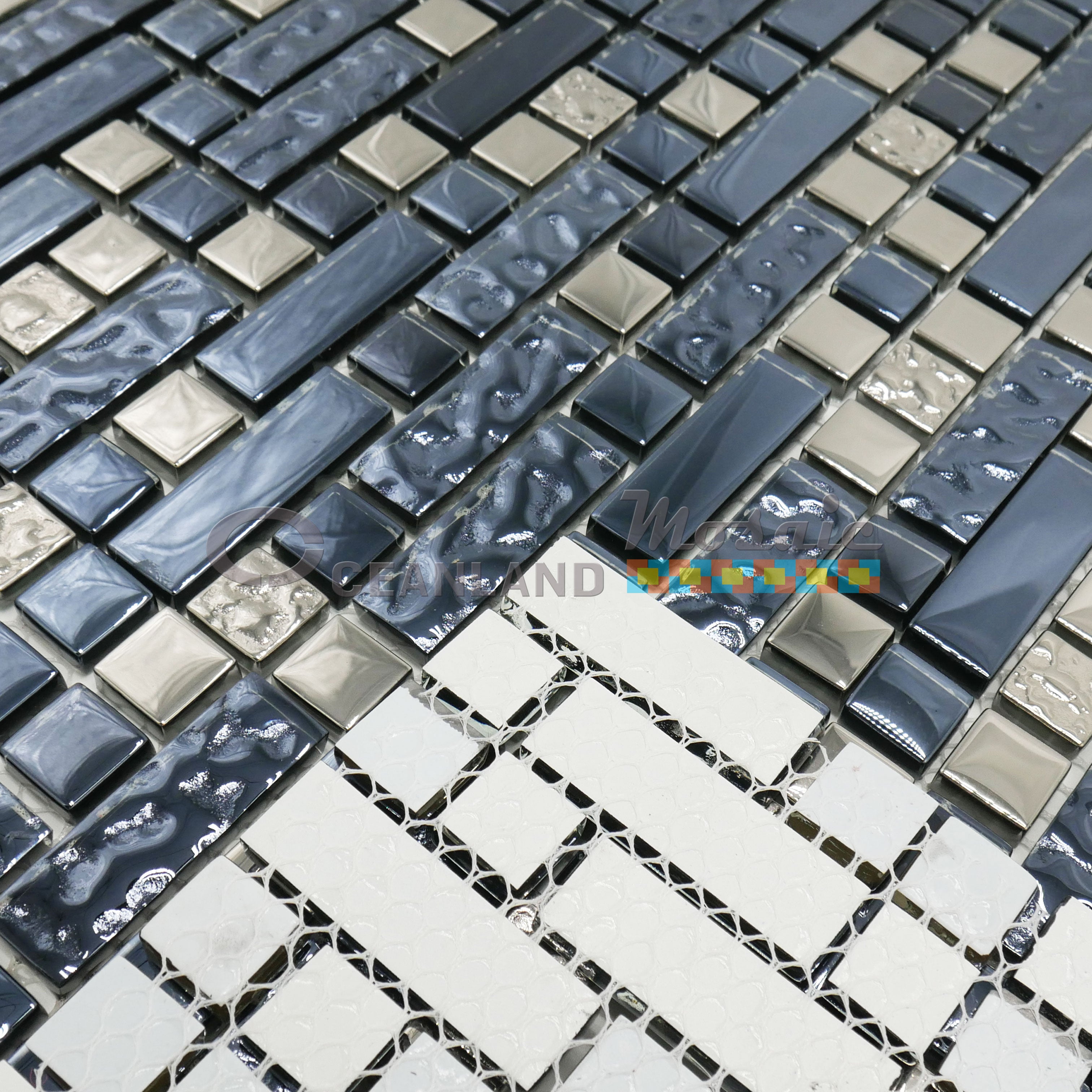 Oceanland Mosaic Crystal Sparkled Glass Tile