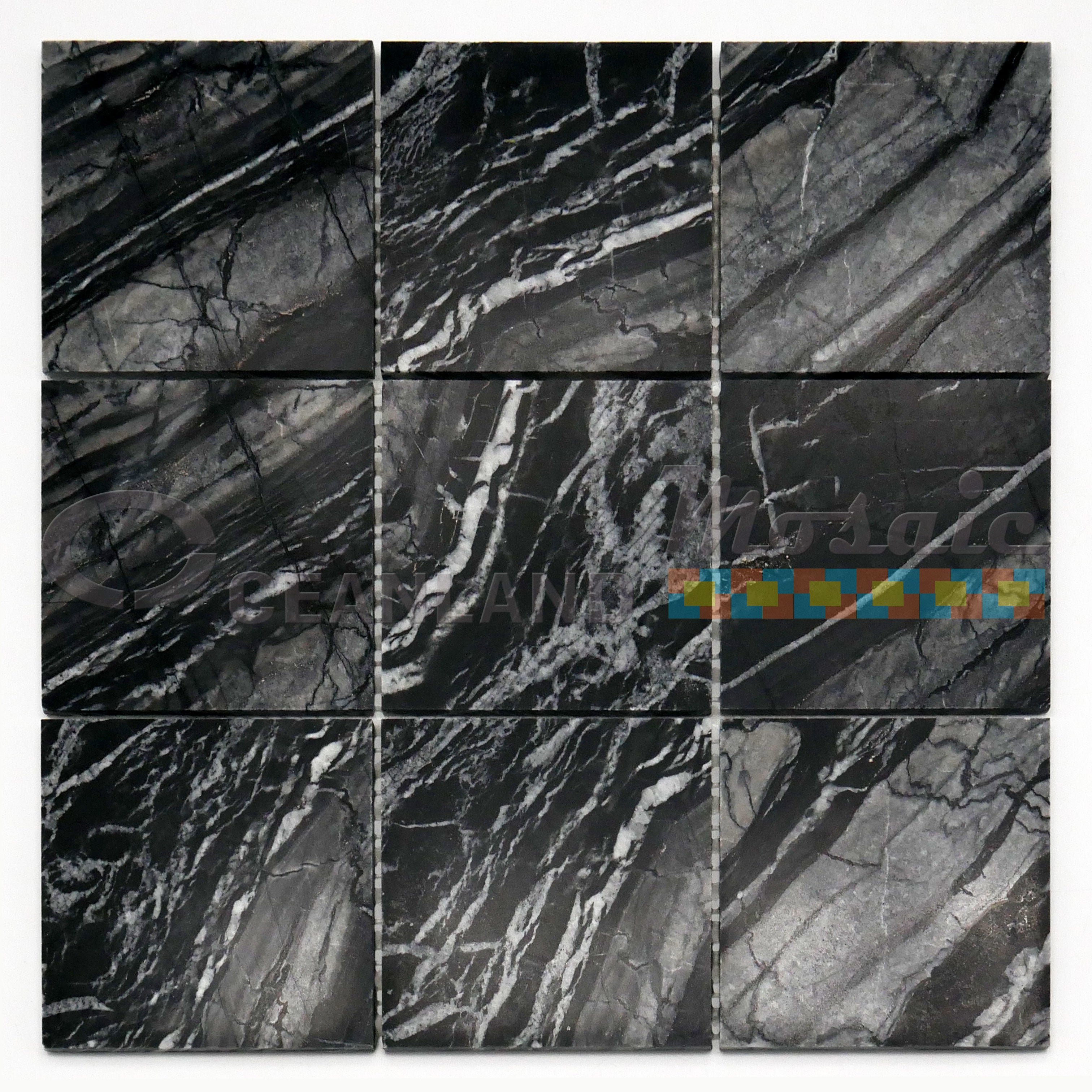 Oceanland Mosaic Marble Black Grey Tile