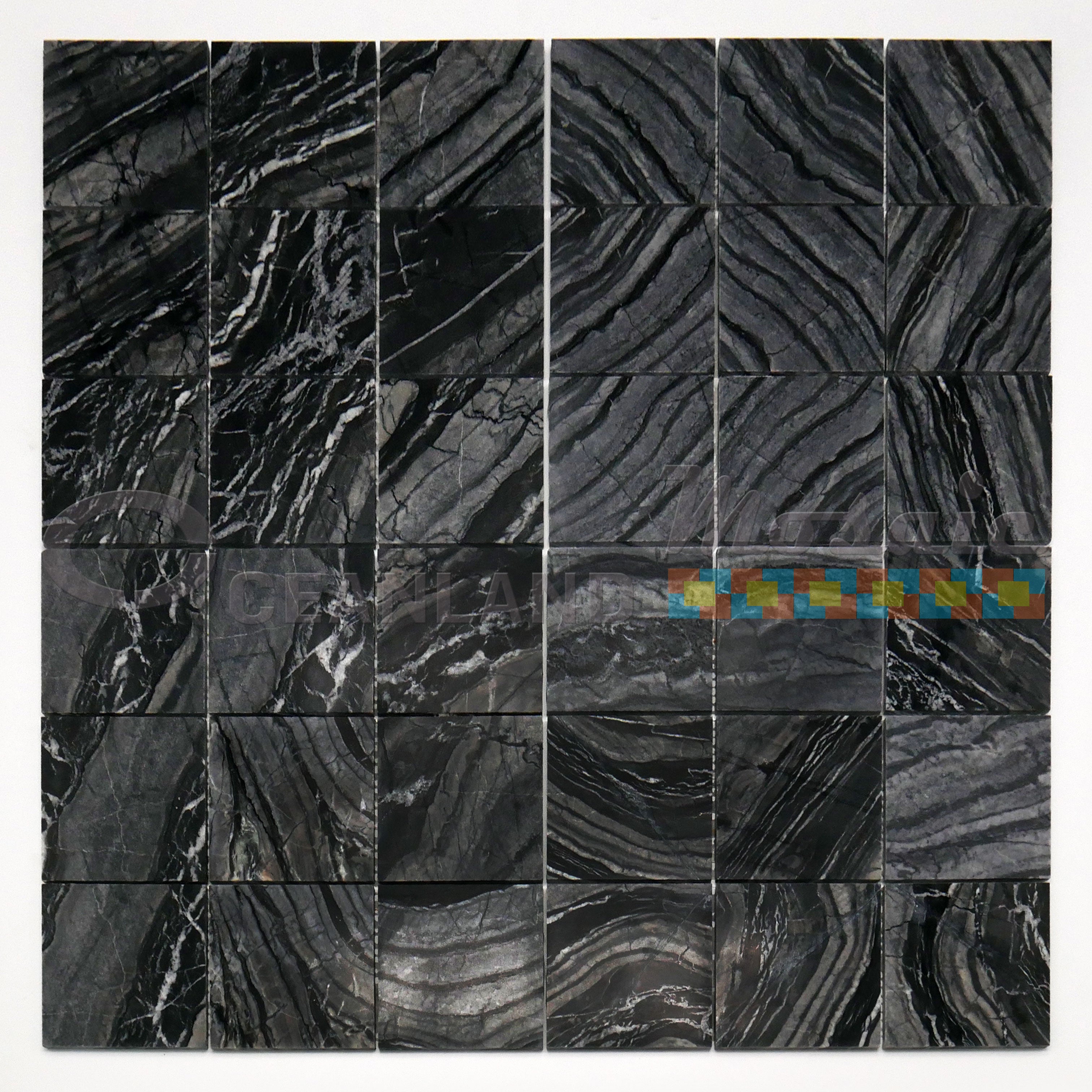 Oceanland Mosaic Marble Black Grey Tile