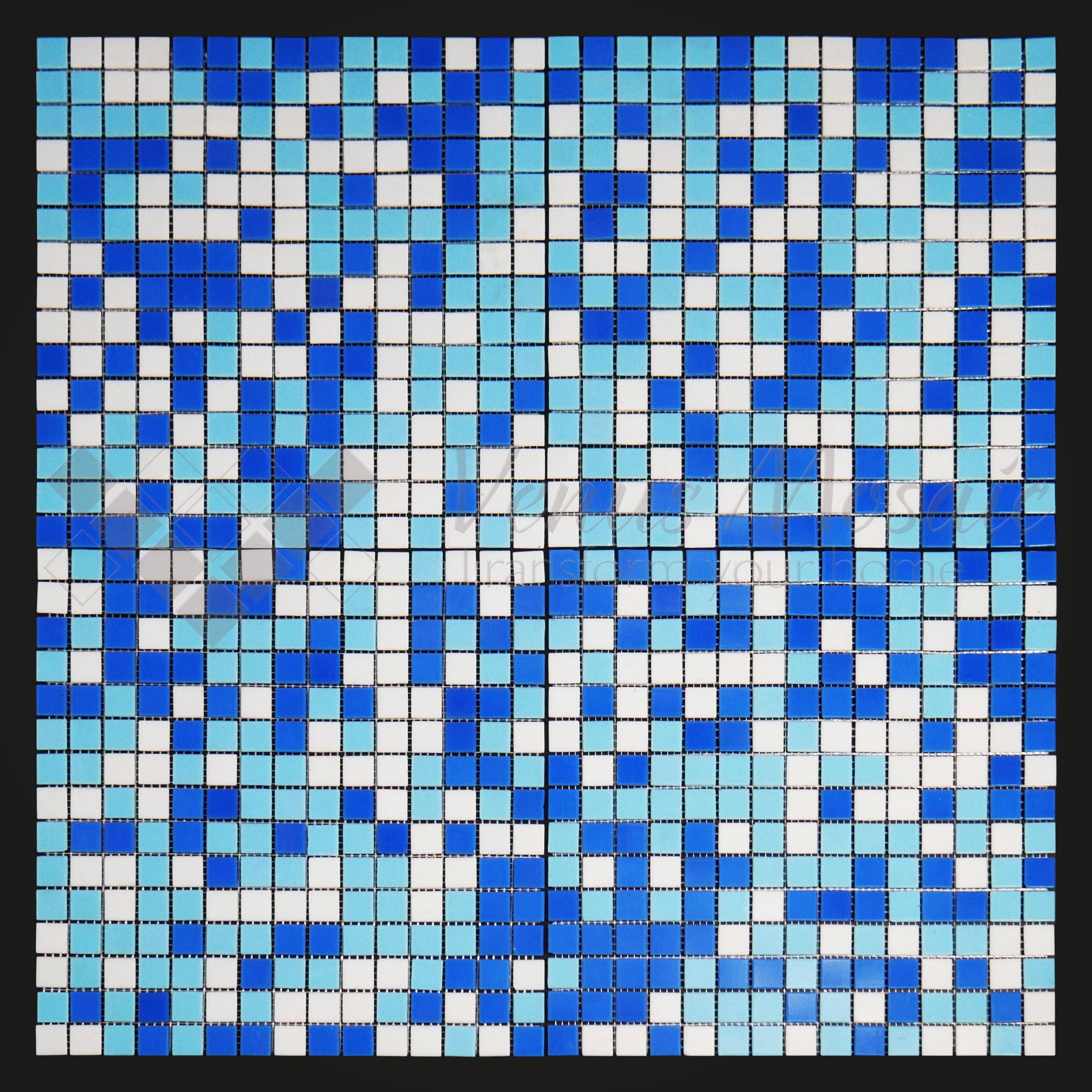 Venus Mosaic Glass Blue and White Pool Tile