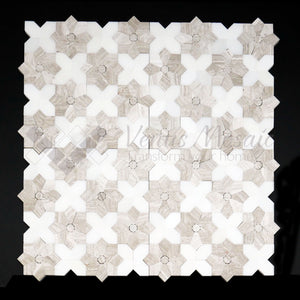 Venus Mosaic Marble Paper White and Grained