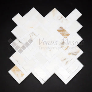 Venus Mosaic Marble Herringbone Calacatta Gold in Thassos