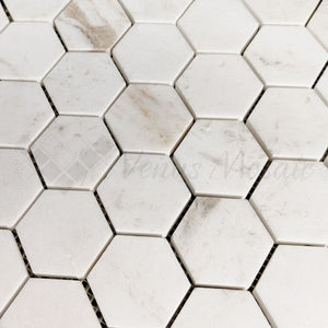 Venus Mosaic Marble Hexagon Calacatta - Amber