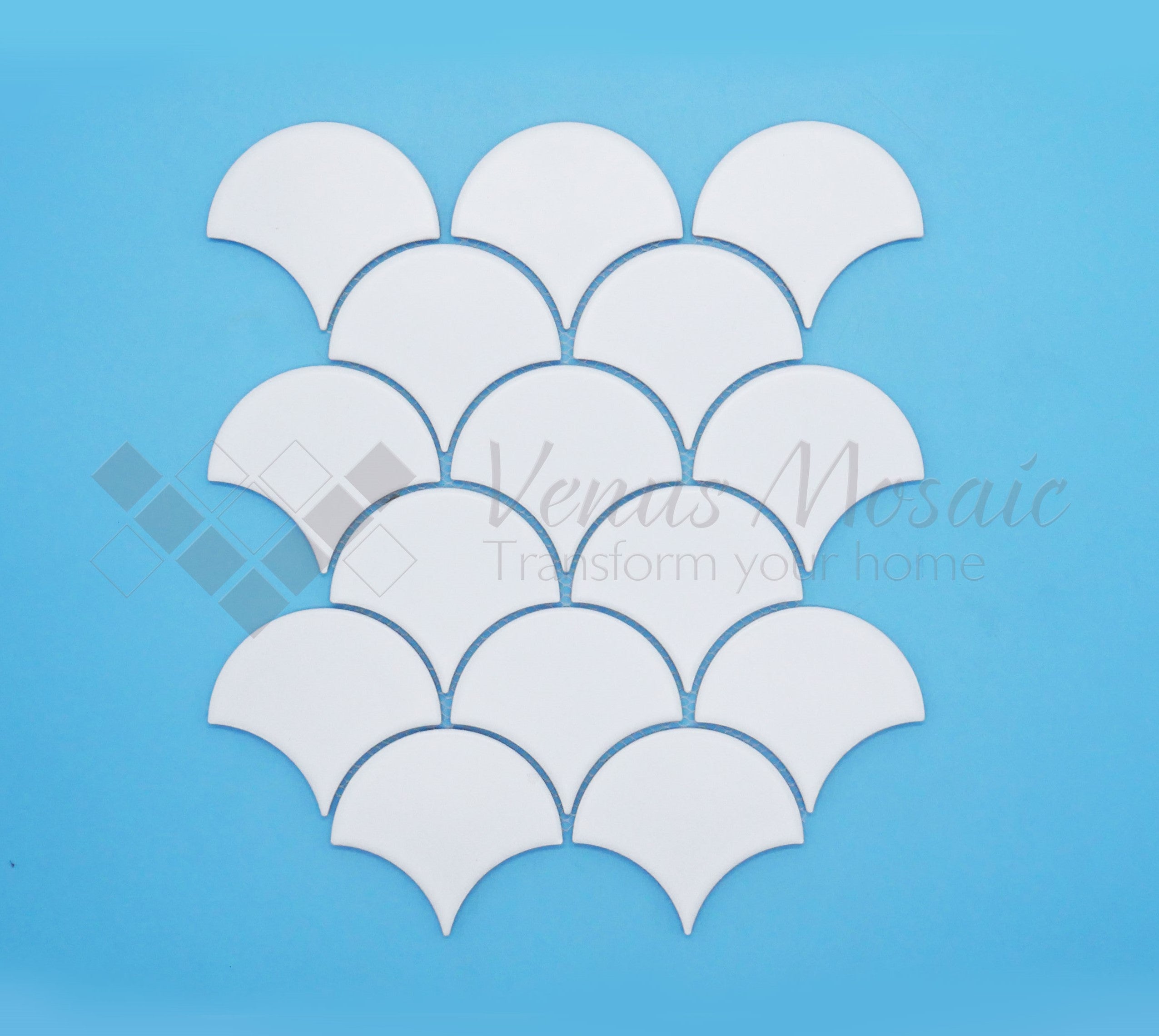 Venus Mosaic Porcelain Plain Scallop Tile